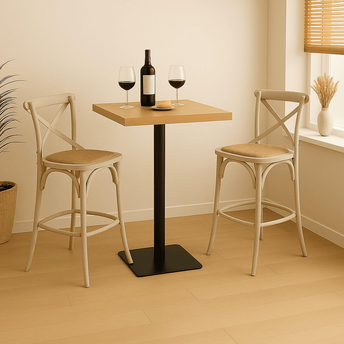 BARHOCKER aus massivholz und wiener geflecht - bistrot 110/50/51 cm - Eschefarben, Holz (50/100/50cm) - Signature