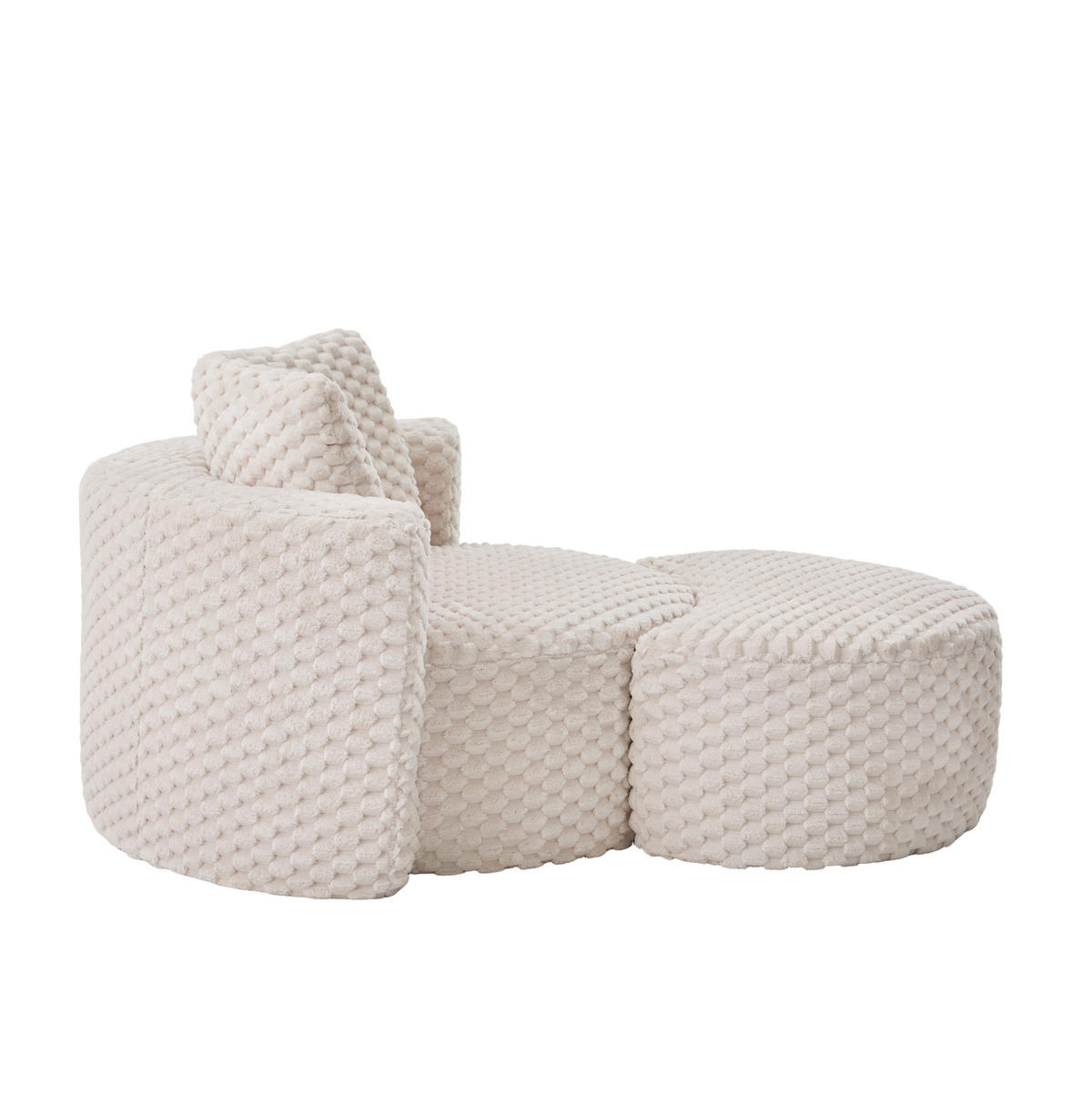SESSEL mit Hocker 129 x 116 x 65 cm Beige - Beige, Holzwerkstoff (116/65/129cm) - Meubliv