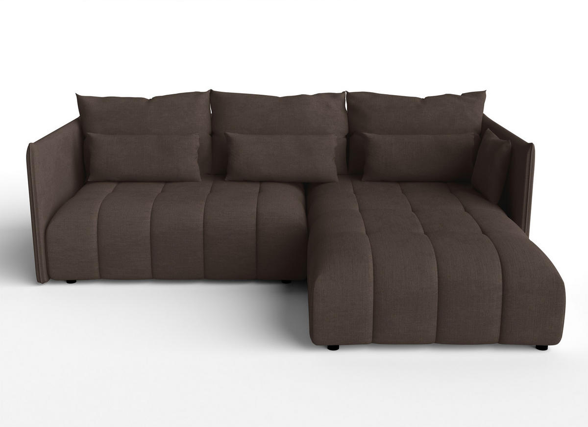 ECKSOFA L Form Cosmova Braun 245/182/83 cm mit Schlaffunktion - Schwarz/Braun, Kunststoff/Textil (245/182cm) - AX Living