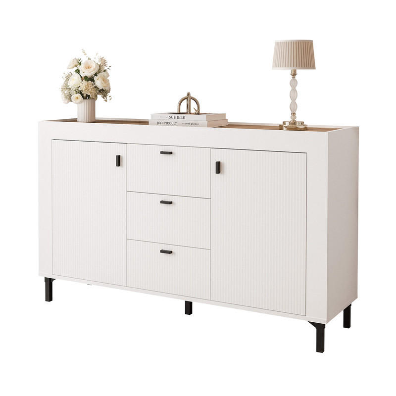 KOMMODE AVENA 137/40/84 cm, 3 Schublade(n), Weiß / Eiche - Weiß, Holzwerkstoff/Kunststoff (137/84/40cm) - Idohome