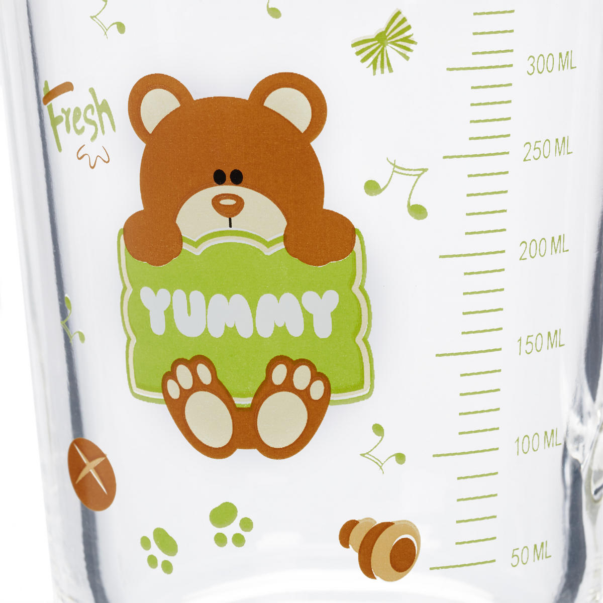GLAS Transparent 2-pack barn med björnmotiv 400 ml - Transparent, Glas/Plast (0.4L) - Relaxdays
