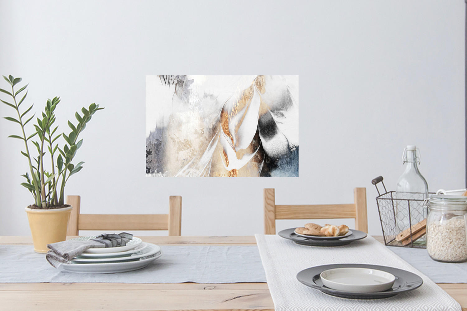 WANDTATTOO Luxus - Abstrakt - Gold - Weiß 60x40 cm - Goldfarben, Kunststoff (60/40/0.1cm) - MuchoWow