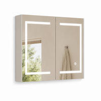 SPIEGELSCHRANK LED 80/60/13.5 cm mit Aufbewahrung, dimmbar, Touch-Schalter, moderner Badezimmer Spiegel mit Stauraum - Weiß, Glas (80/60/13.5cm) - Joyfair