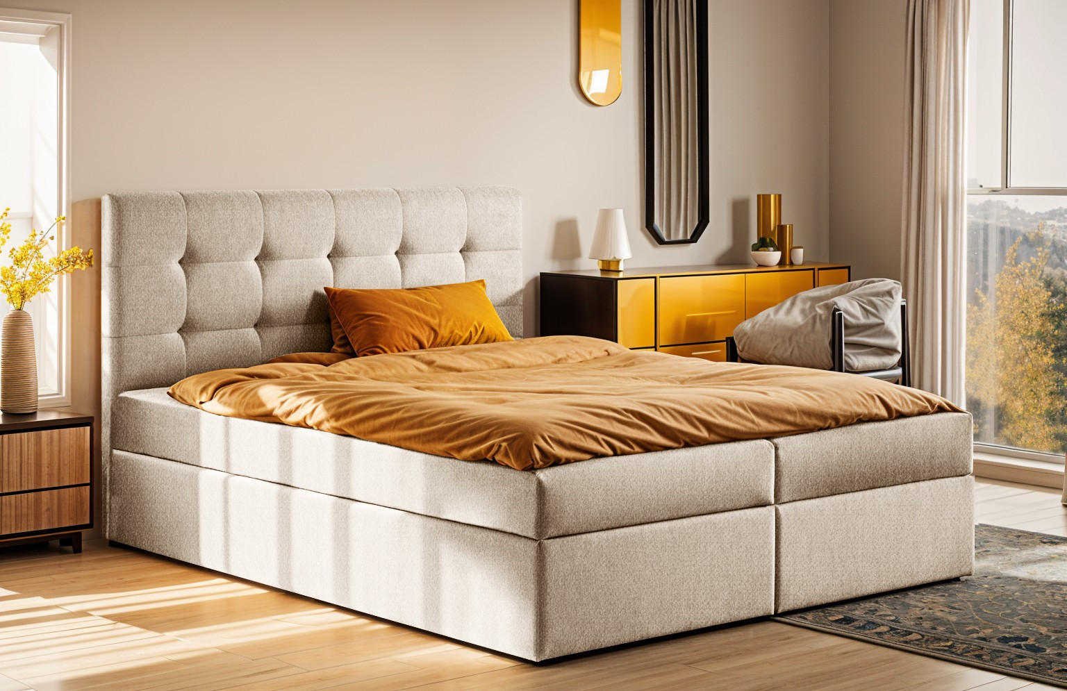 Thumbnail - Kaiser Möbel Boxbett, Creme, Holz, H3, 120x200 cm, Schlafzimmer, Betten, Boxspringbetten
