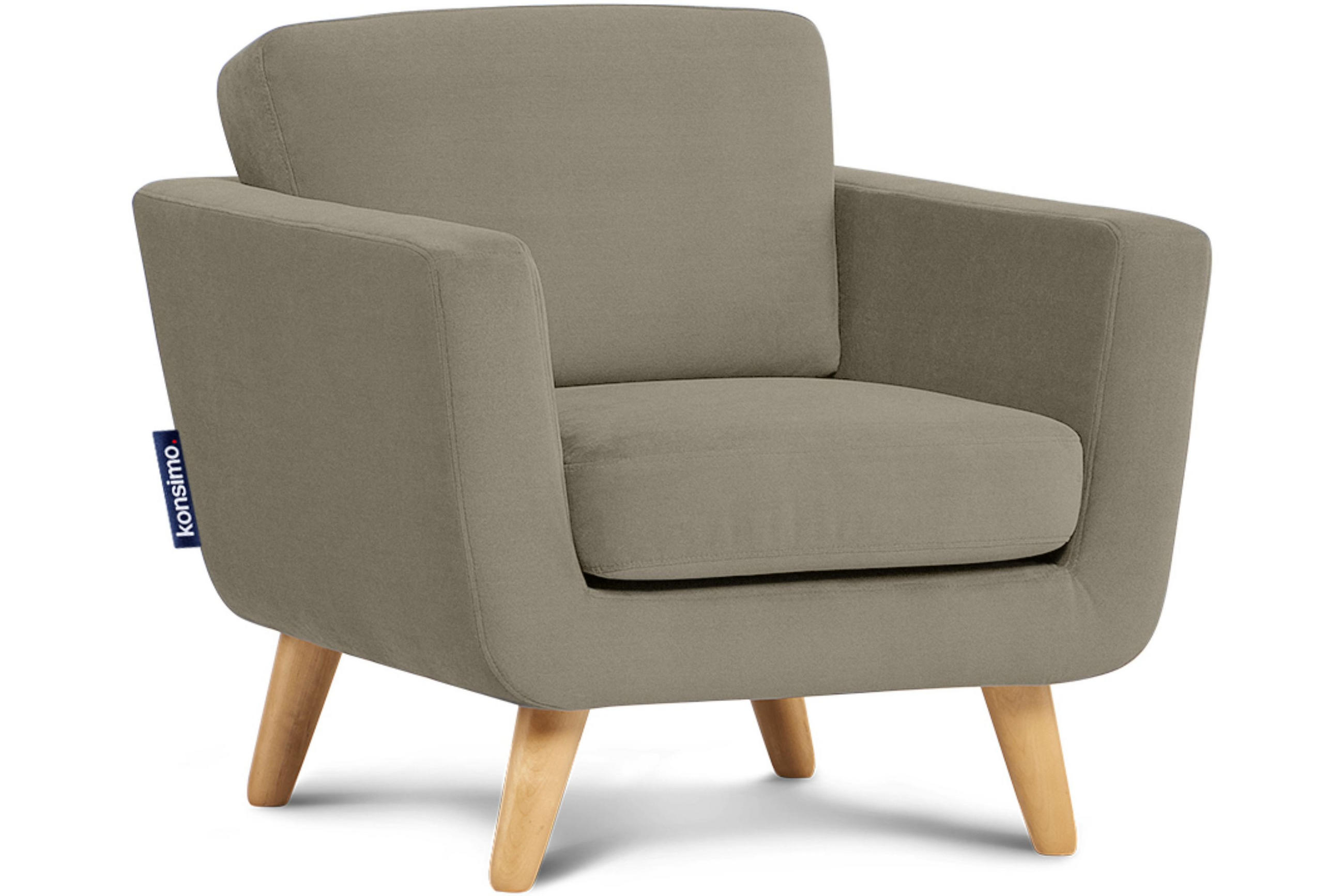 SESSEL TAGIO Massivholz-Beine, Beige - Beige/Braun, Buchenholz/Textil (86/80/88cm) - KONSIMO®