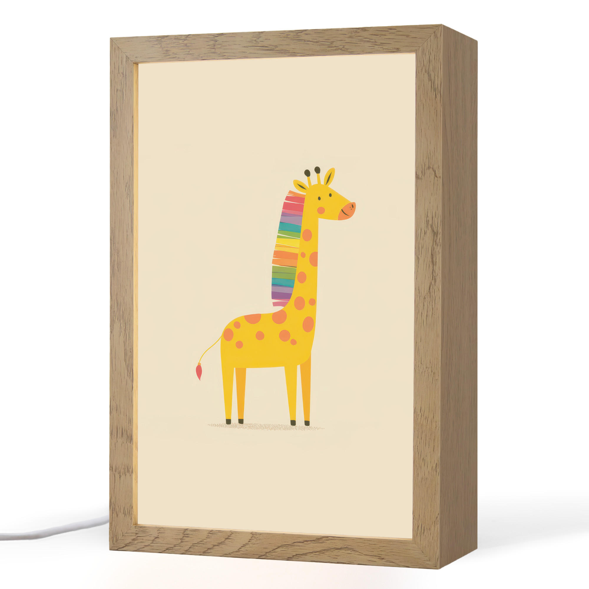NACHTTISCHLAMPE Giraffe - Regenbogenmähne - Beige 20x30 cm - Beige, Holzwerkstoff (8/20/30cm)