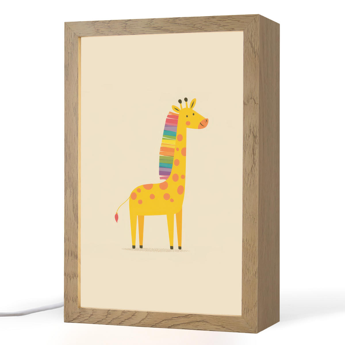 NACHTTISCHLAMPE Giraffe - Regenbogenmähne - Beige 20x30 cm - Beige, Holzwerkstoff (8/20/30cm)
