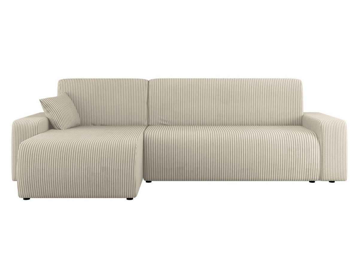 ECKSOFA Piano L Cord - Creme/Schwarz, Holz/Kunststoff (244/145cm) - MIRJAN24