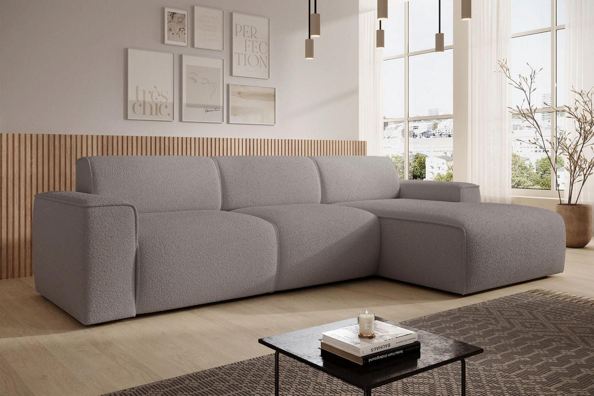 ECKSOFA Bouvi Graubraun rechts - Graubraun/Schwarz, Kunststoff/Textil (165/310cm) - Selsey