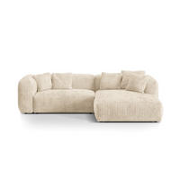 ECKSOFA modular rechts Martina aus Cord leichtes beige 2 Sitzplätze - Creme, Textil (176/283cm) - Micadoni