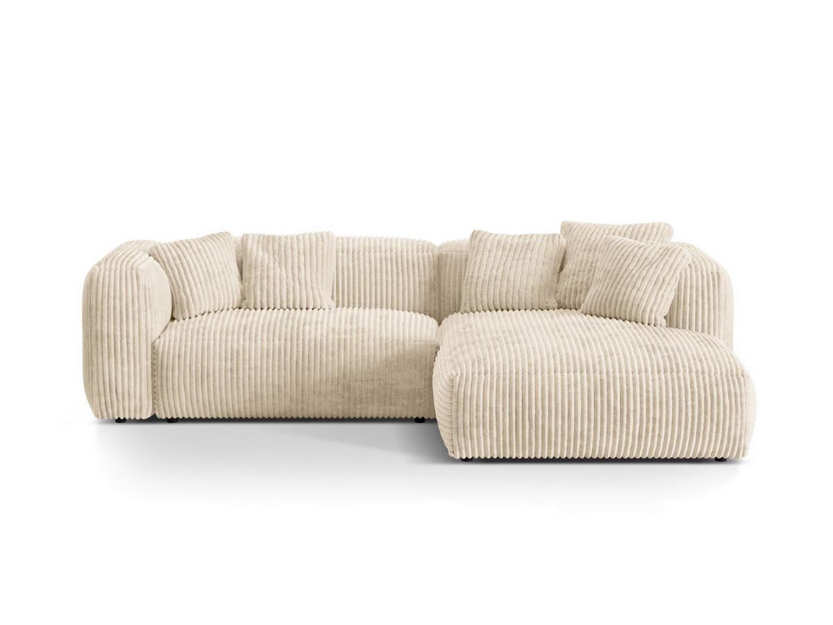 ECKSOFA modular rechts Martina aus Cord leichtes beige 2 Sitzplätze - Creme, Textil (176/283cm) - Micadoni