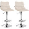 BARHOCKER 2er Set Samt creme - Chromfarben/Creme, Textil/Metall (43/87/46.5cm) - CLP