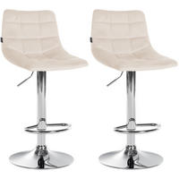 BARHOCKER 2er Set Samt creme - Chromfarben/Creme, Textil/Metall (43/87/46.5cm) - CLP
