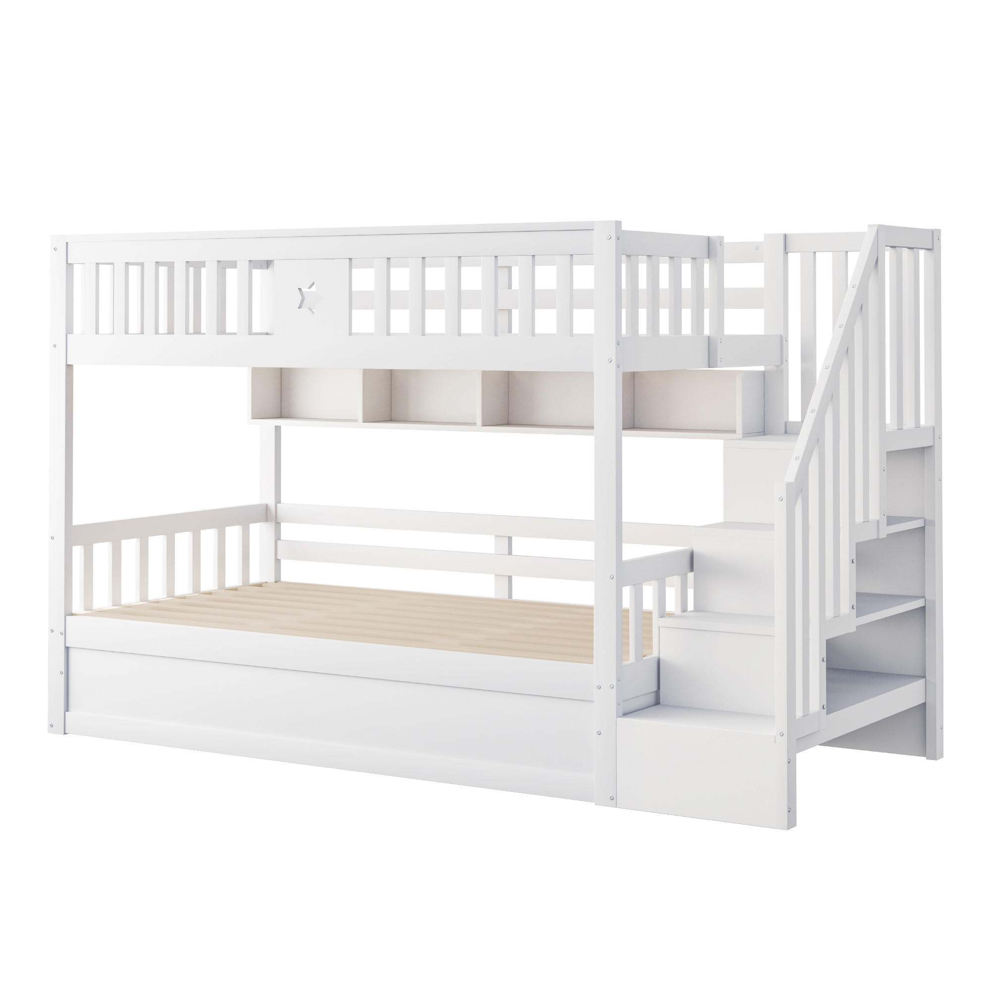 ETAGENBETT Hochbett Weiß 90x200cm - Weiß, Holz (90/200cm) - ComfortXL