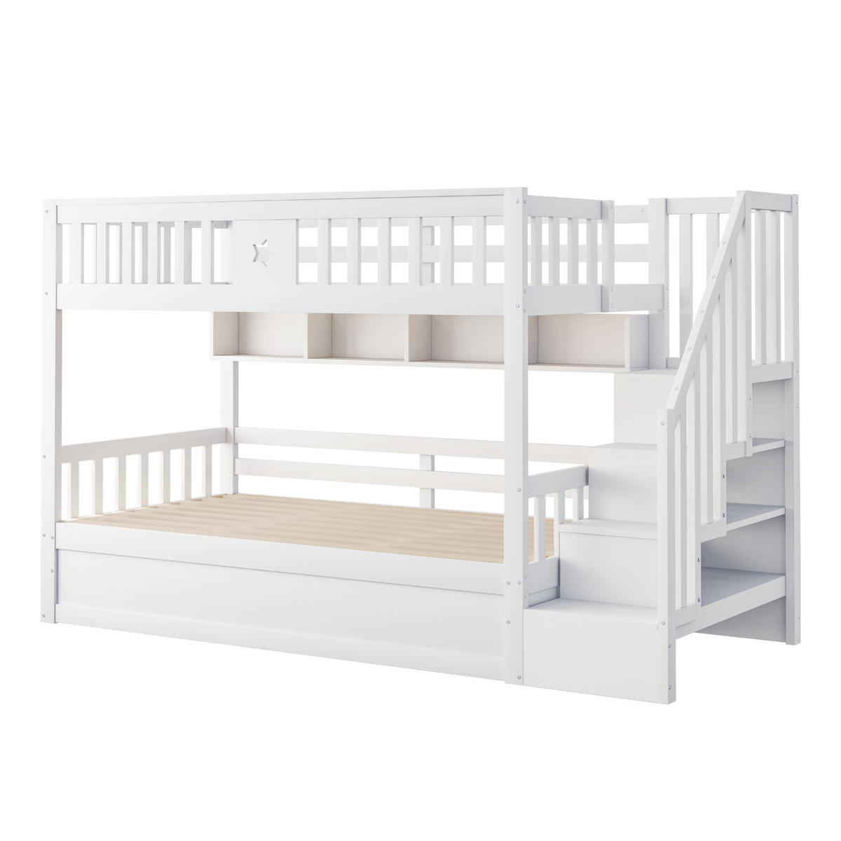 ETAGENBETT Hochbett Weiß 90x200cm - Weiß, Holz (90/200cm) - ComfortXL