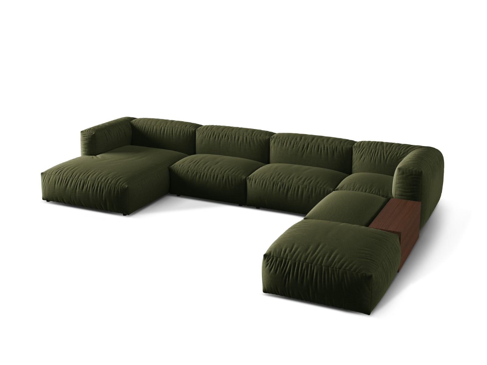 PANORAMASOFA modular rechts Martina aus strukturiertem Stoff grün 5 Sitzplätze - Grün, Textil (406/75/280cm) - Micadoni