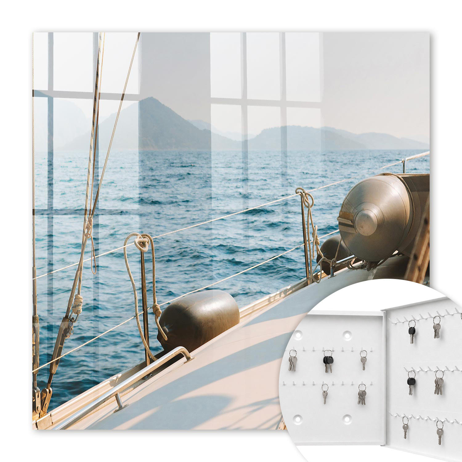 SCHLÜSSELBOX Weiß 30x30 cm – Türöffnung nach rechts - Seereise - Blau, Metall (30/30/5cm) - TULUP