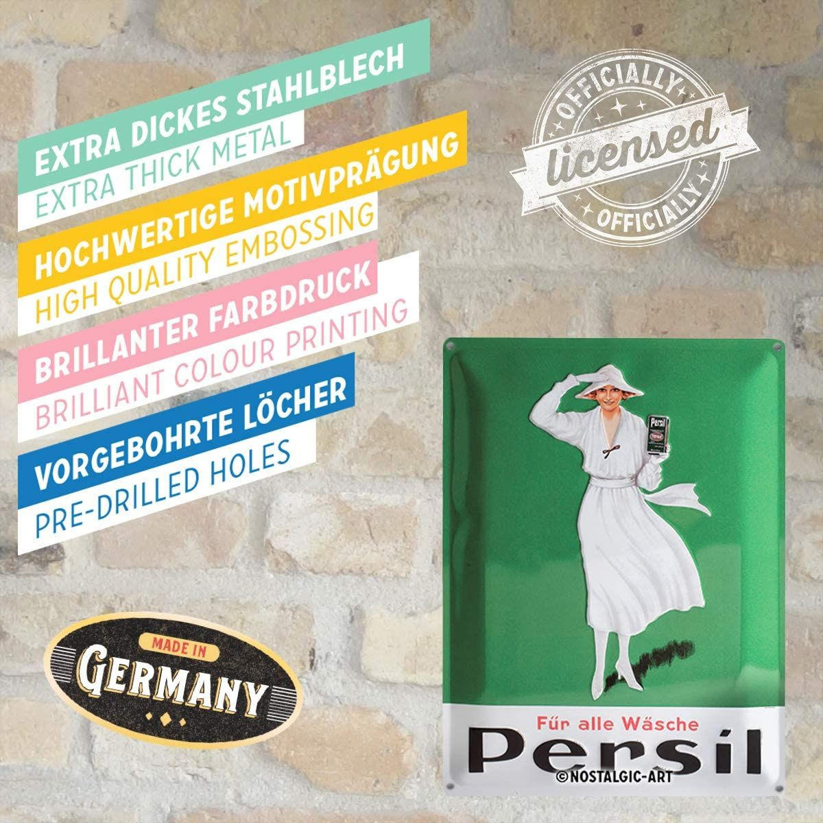 BLECHSCHILD 30/40 cm Persil Weiße Dame Grün - Multicolor, Metall (30/40/0.2cm) - Nostalgic-Art