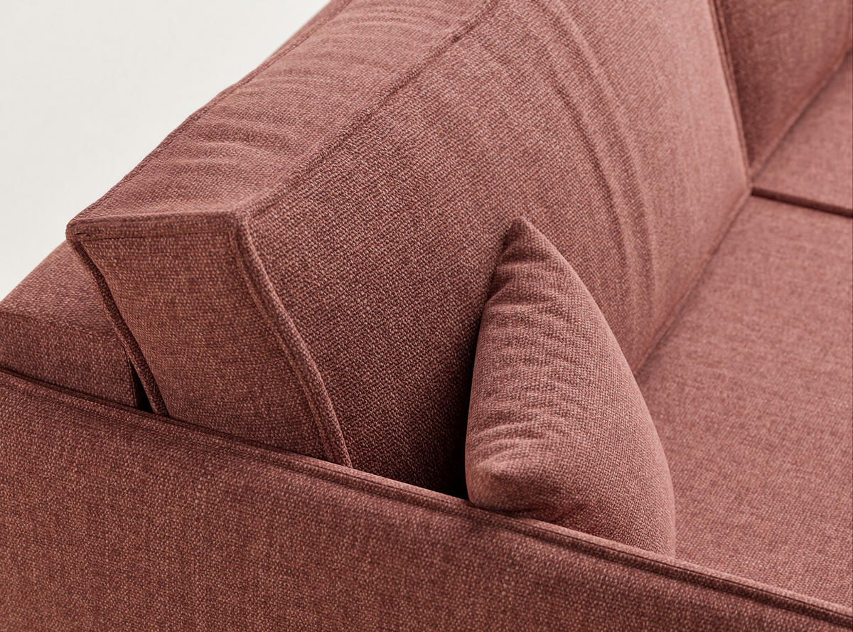 SOFA MIT SCHLAFFUNKTION Obra Korallenfarbe Webstoff - Koralle/Schwarz, Holz/Holzwerkstoff (220/70/107cm) - Maison de Reve