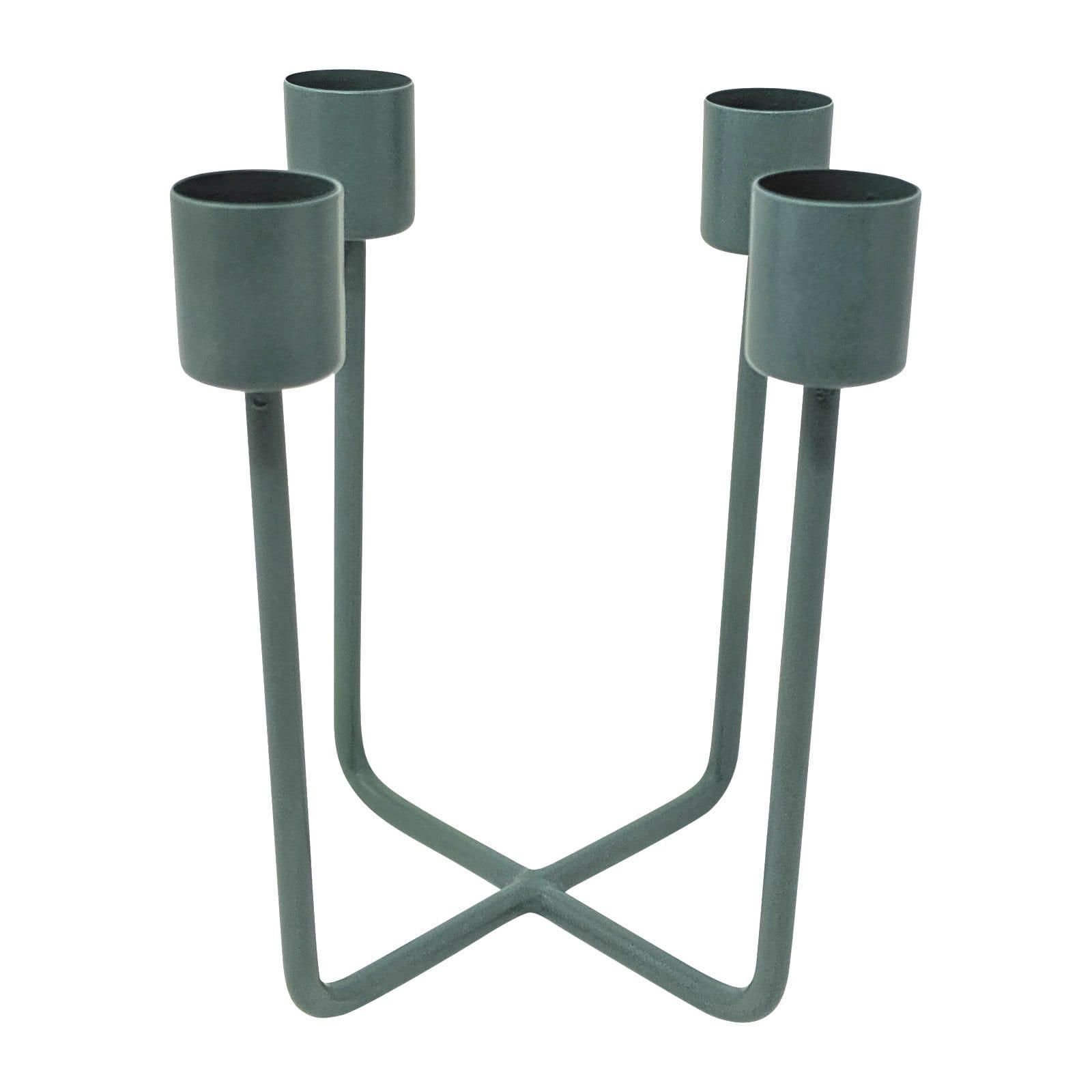 KERZENHALTER Quattra aus Eisen in Petrol 12,5/14,5 cm - Grün, Metall (12.5/14.5/12.5cm) - LaLe Living