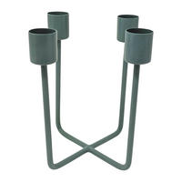 KERZENHALTER Quattra aus Eisen in Petrol 12,5/14,5 cm - Grün, Metall (12.5/14.5/12.5cm) - LaLe Living