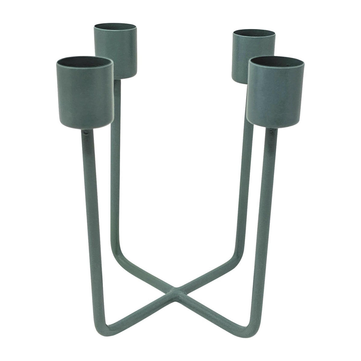 KERZENHALTER Quattra aus Eisen in Petrol 12,5/14,5 cm - Grün, Metall (12.5/14.5/12.5cm) - LaLe Living
