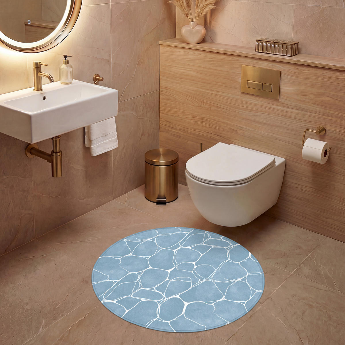 WC PŘEDLOŽKA Organic - vzor - modrá 70x70 cm - světle modrá, textil/plast (70/1cm) - OnlyWow