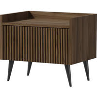 NACHTTISCH Arysa – Geriffelt, Hohe Metallfüße – Walnuss 52/45/41 cm - Walnussfarben/Schwarz, Holzwerkstoff/Metall (52/45/41cm) - WFL GROUP
