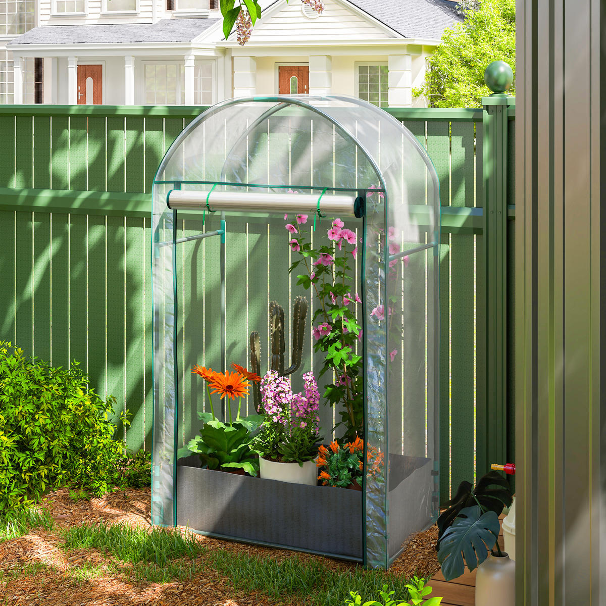 GEWÄCHSHAUS DE-12009 mit Pflanzsack & Rolltür Transparent - Transparent, Kunststoff (50/152/89cm) - ComfortXL