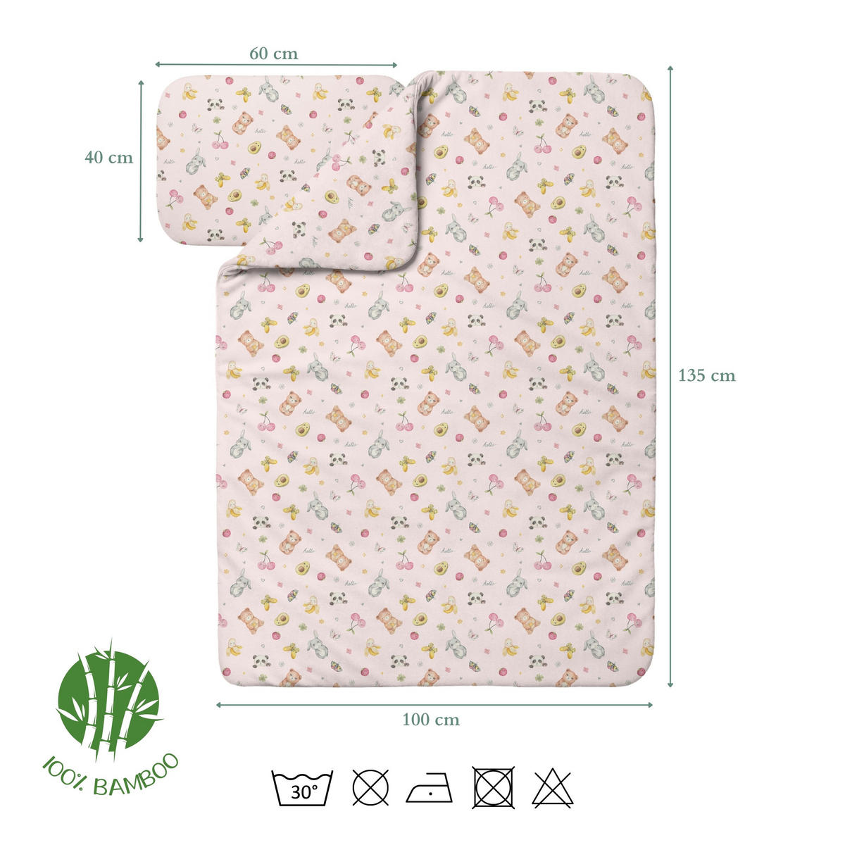 BAMBUSOVA posteljnina za dojenčke Candycute - roza, tekstil (100/135cm) - waldin
