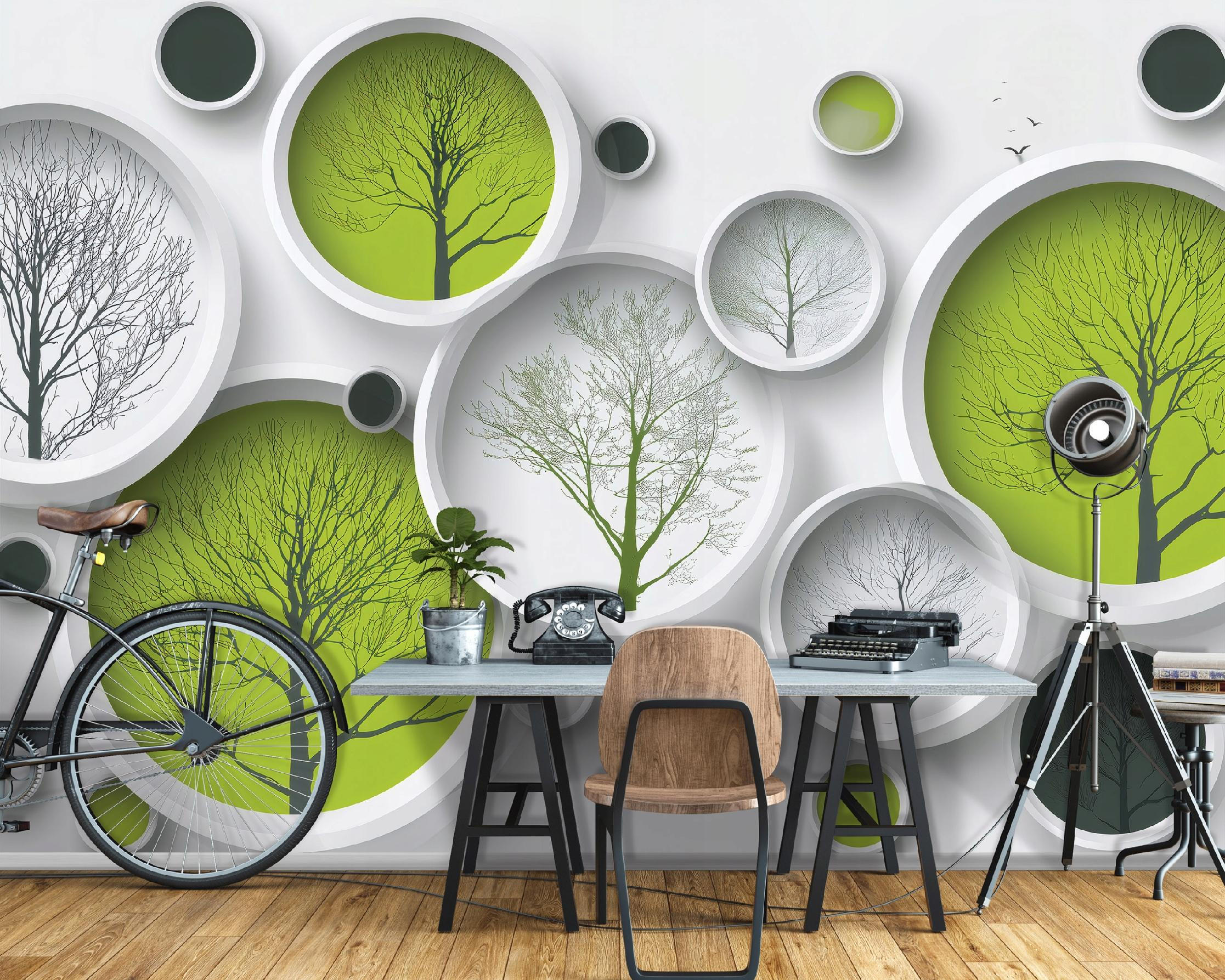 FOTOTAPETE 3D Abstrakt Grün 350x250 cm - Multicolor, Papier (350/250cm) - Wallarena