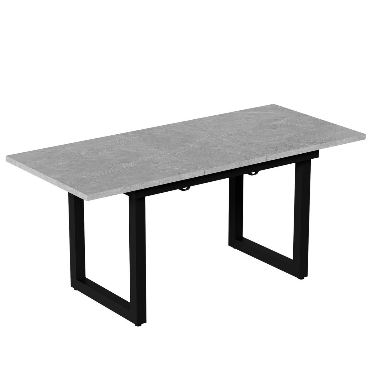 RAZTEGLJIVA jedilna miza 140/180/80/75 cm v industrijskem slogu, stabilna konstrukcija, Siva/Črna - siva, leseni material (180/80/75cm) - Redom