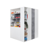 ECKSCHRANK SIMON 01 135/135/190 Weiß/Grau mit LED - Beleuchtung - Weiß/Grau, Holzwerkstoff (135/190/135cm) - Deine Möbel 24