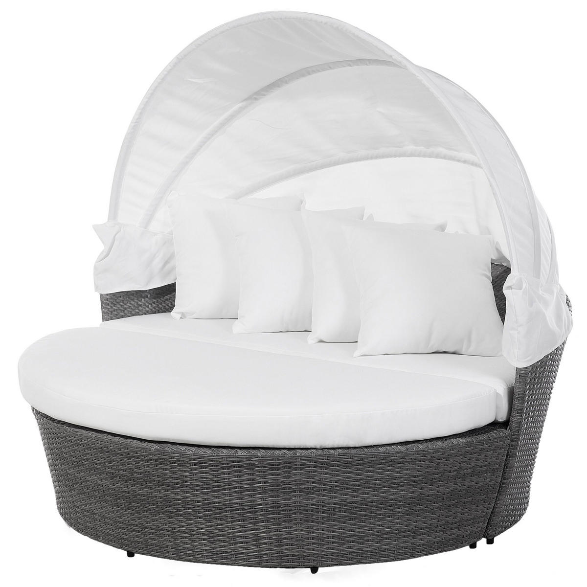SONNENINSEL Rattan grau Sonnendach cremeweiß SYLT LUX - Weiß/Grau, Kunststoff (158/138/150cm)
