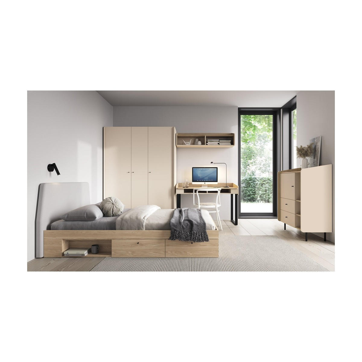 SCHLAFZIMMER Set 5-tlg. – ALESSIO System – Beige - Beige, Holzwerkstoff (212/88/137cm) - hi-markt