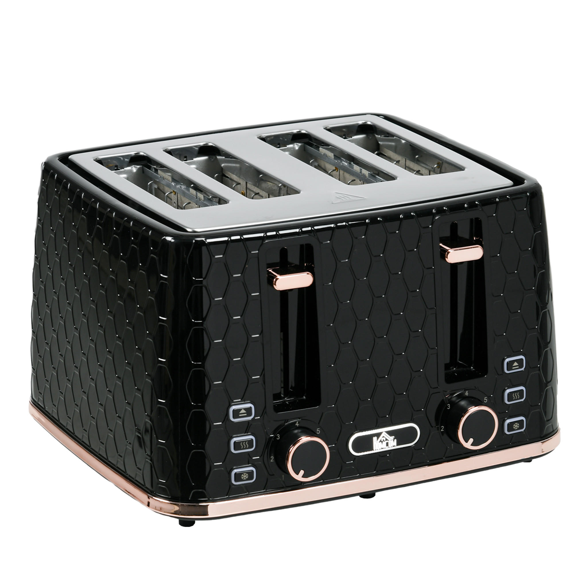TOASTER für 4 Scheiben Schwarz - Schwarz, Kunststoff (27.6/18.9/29.3cm) - HOMCOM