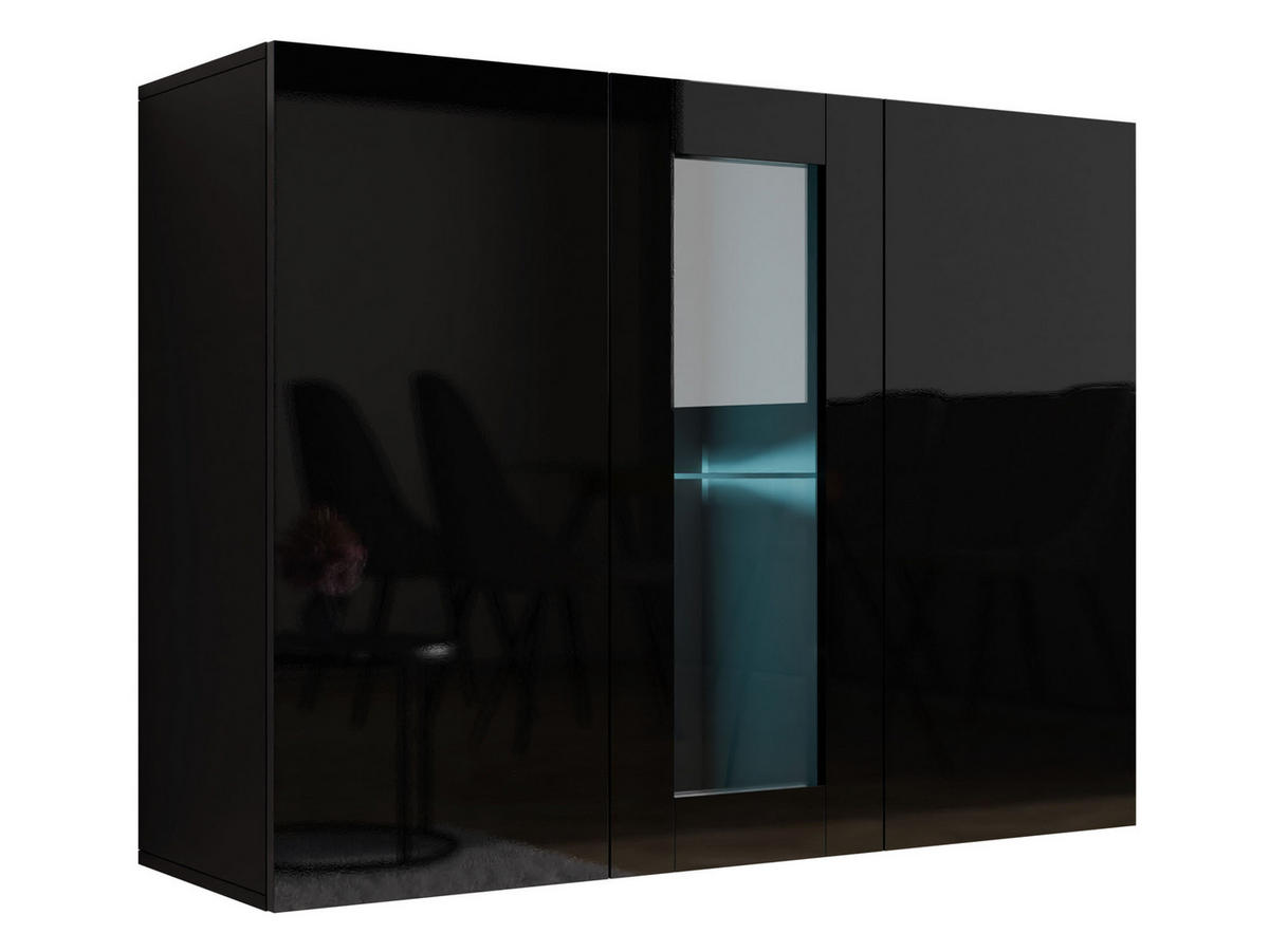 KOMMODE Vigo mit RGB LED Beleuchtung - Schwarz Hochglanz/Schwarz, Holzwerkstoff (120/90/38cm) - MIRJAN24