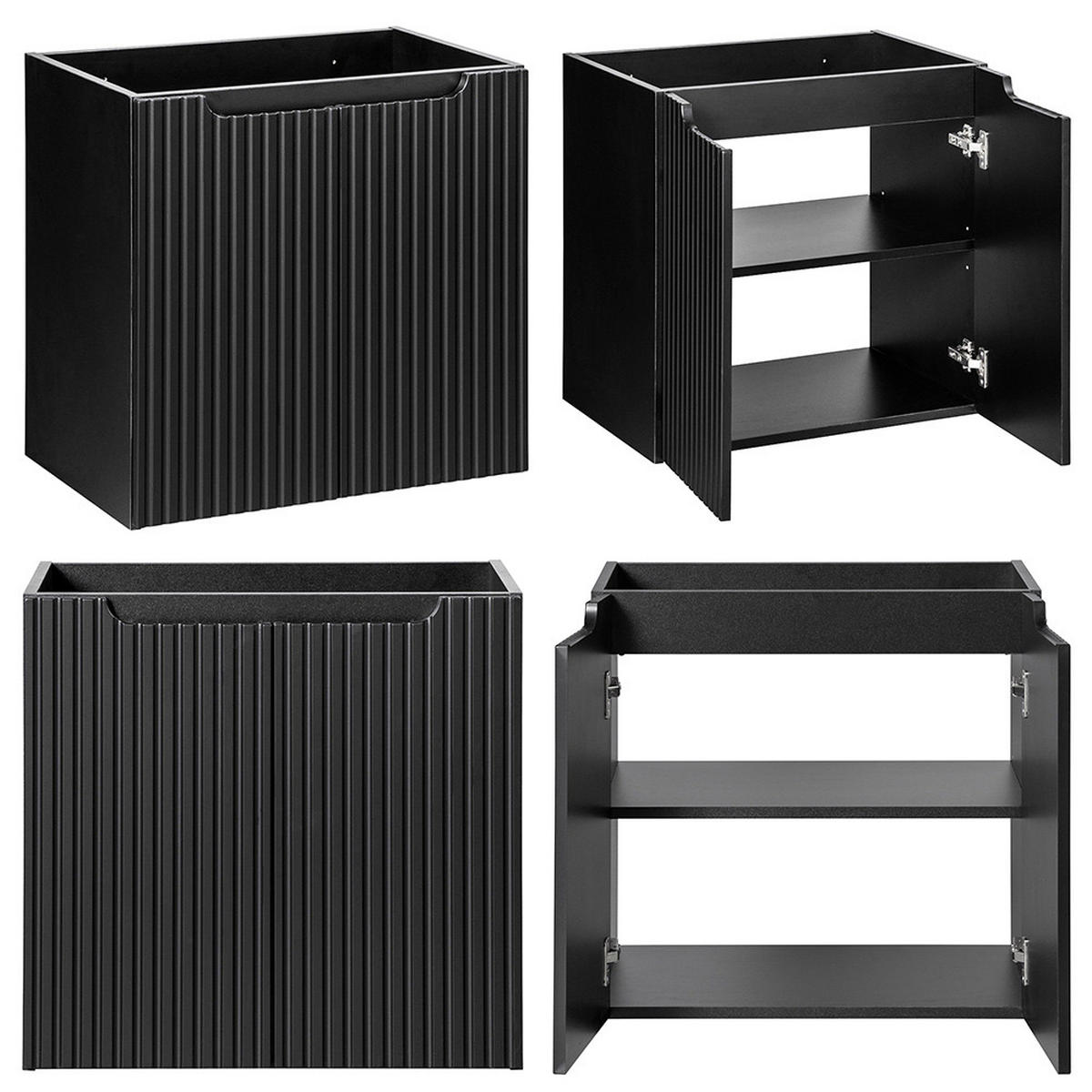 BADMÖBEL-SET 2-TLG. Newport-56 - Schwarz, Holzwerkstoff (200/190/40cm) - Lomado