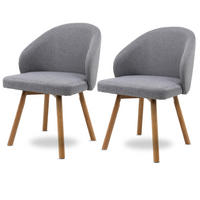 ESSZIMMERSTÜHLE 2er-Set ERIK Stoffbezug Hellgrau Eichenholz - Hellgrau, Eichenholz/Holz (47/85/47cm) - DELUKE