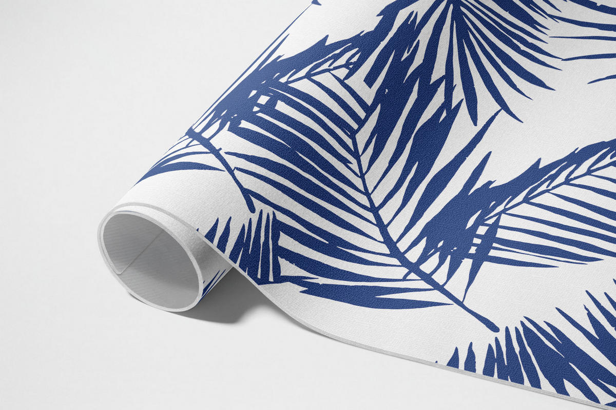 TEPPICH 120x180 cm Tropische Blätter Monochrom - Pastellblau, Kunststoff (120/180cm) - Wallfluent