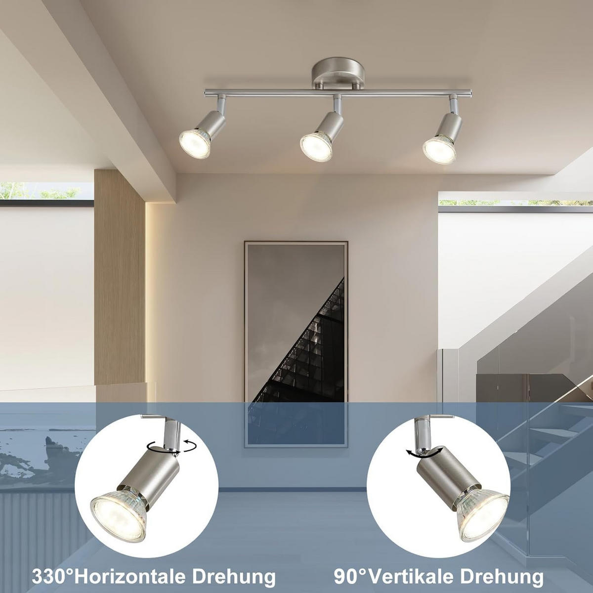 DECKENSTRAHLER Glühfeld 8/13/40 cm - Alufarben, Metall (40/8/13cm) - ZMH