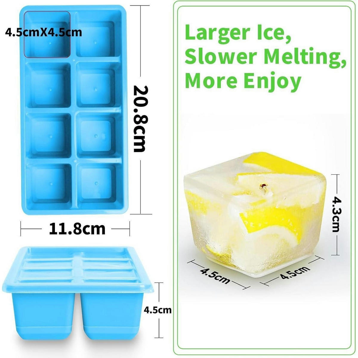 EISWÜRFELFORM 2-teiliges Set mit Deckel Blau - Blau, Kunststoff (11/4.5/20cm)