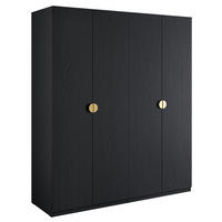 KLEIDERSCHRANK Brunelli 4T Schwarz 179,5/209/58,5 cm – mit 2 Kleiderstangen - Schwarz, Holzwerkstoff (179.5/209/58.5cm) - AX Living
