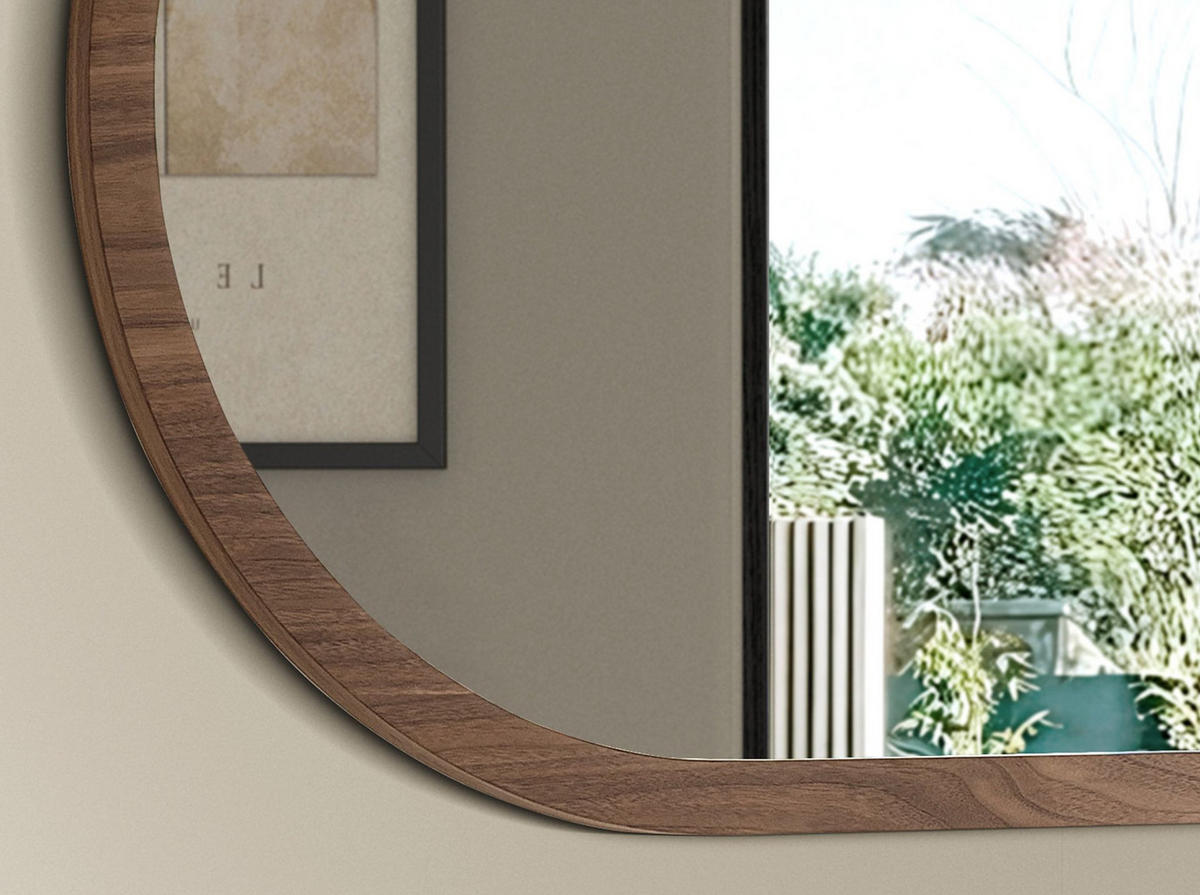 WANDSPIEGEL ovale Halbspitze Walnuss 120/80/3 cm - Walnussfarben, Holzwerkstoff (120/3/80cm) - ANGEL CERDA