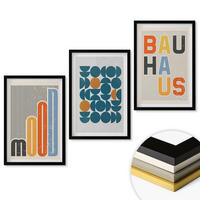 WANDBILDER 3er-Set - 40x60 cm Schwarzer Rahmen - Geometrische Muster im Bauhaus-Stil - Schwarz, Kunststoff (40/60cm) - ArtPrintCave