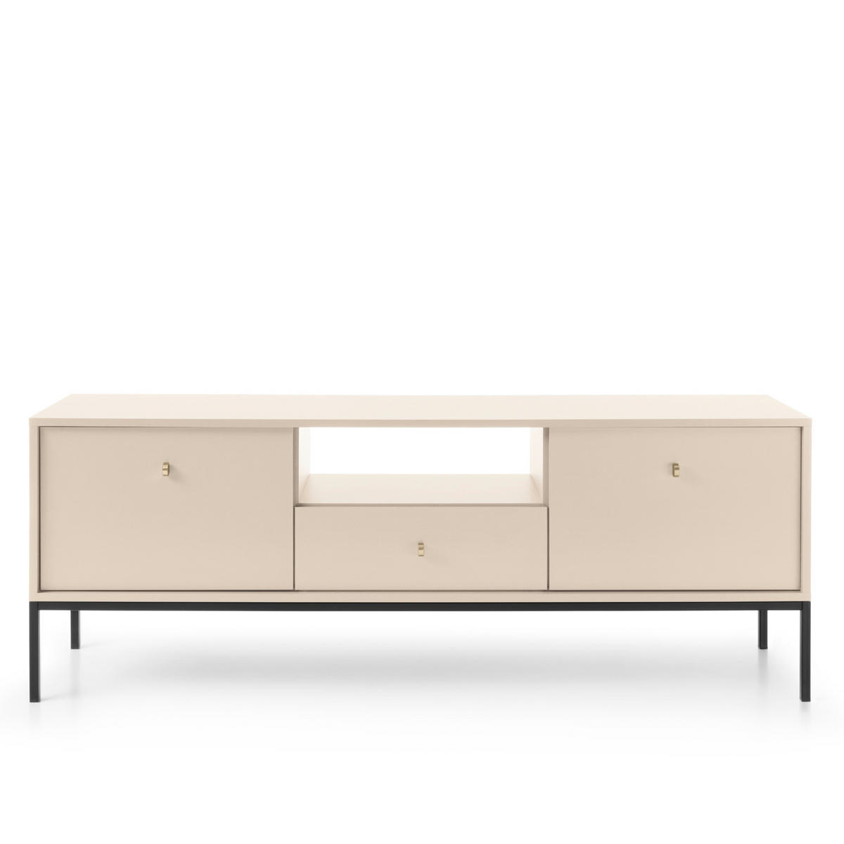 LOWBOARD TV MONCTON RTV1-2D1S Metalgriffe, Beige - Beige, Holzwerkstoff/Kunststoff (154/56/39cm) - Komodee