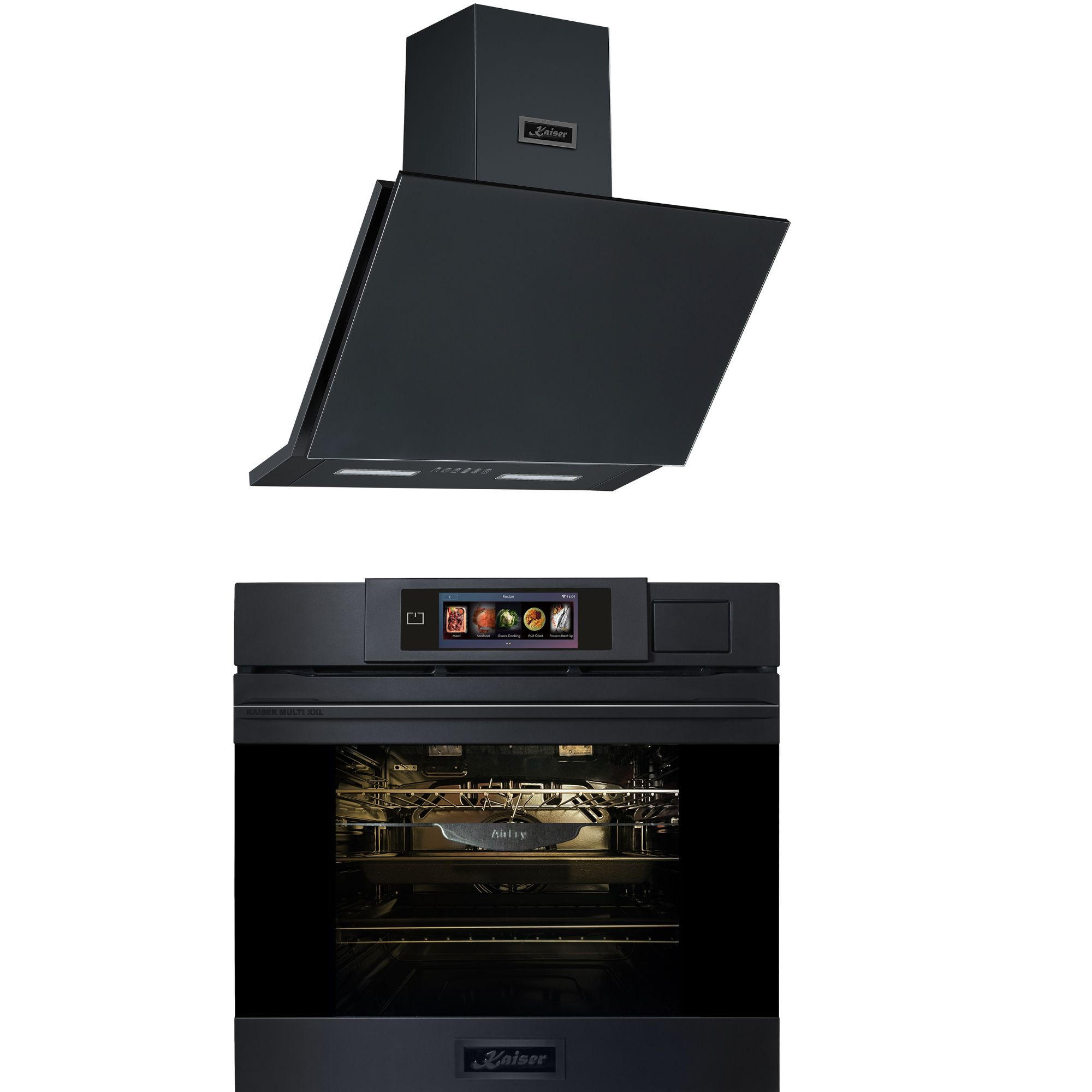 KAISER EH 6341 Multifunktions-Elektro-Dampfbackofen mit Dampfreinigung, 60 cm + AT 6455 s Dunstabzugshaube 60cm - Grau, Metall (59.4/59.4/57.5cm) - Kaiser