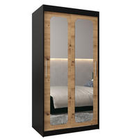 SCHWEBETÜRENSCHRANK 200/100/62 2-türig - Silberfarben/Schwarz, Holz/Kunststoff (100/200/62cm) - Abiks Möbel