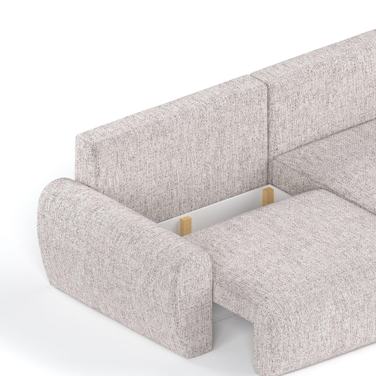 ECKSOFA OMARI mit Schlaffunktion Beige im Neve Stoff - Beige/Schwarz, Holz/Holzwerkstoff (253/153cm) - AltaBeds