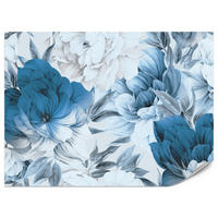FOTOTAPETE für Wohnzimmer Blaue Pfingstrosen Zart Blumen Boho 500x350 - Blau/Weiß, Papier (500/350cm) - Muralo
